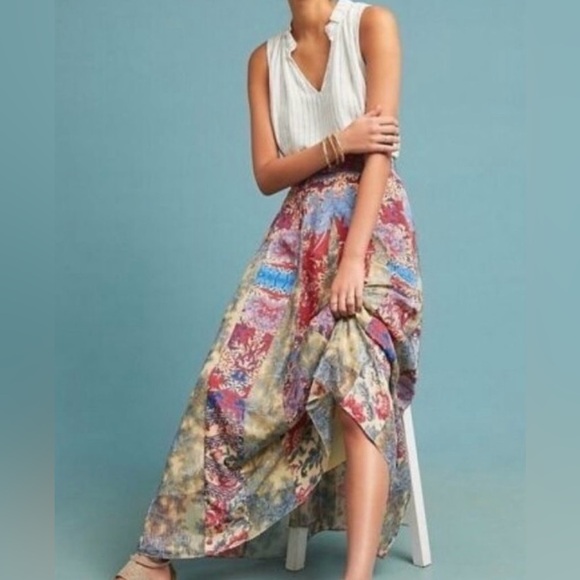 Hemant & Nandita Mixed Floral Print Skirt Small - Picture 3 of 8